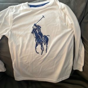 Boys white long sleeve polo shirt dry fit